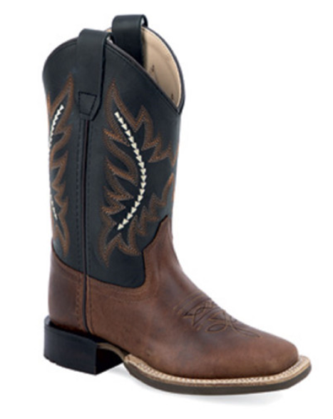 Old West Leather Square Toe Brown Boy's Boot
