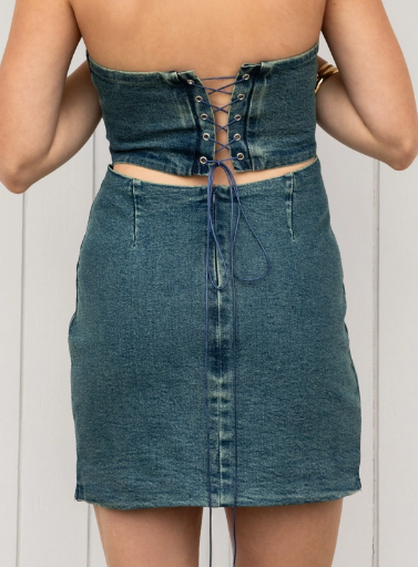 Tictoc Arizona Denim Western Stitch Mini Dress