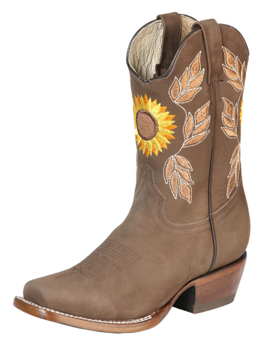El General Womens Rodeo Boot Camel w/Sunflowers