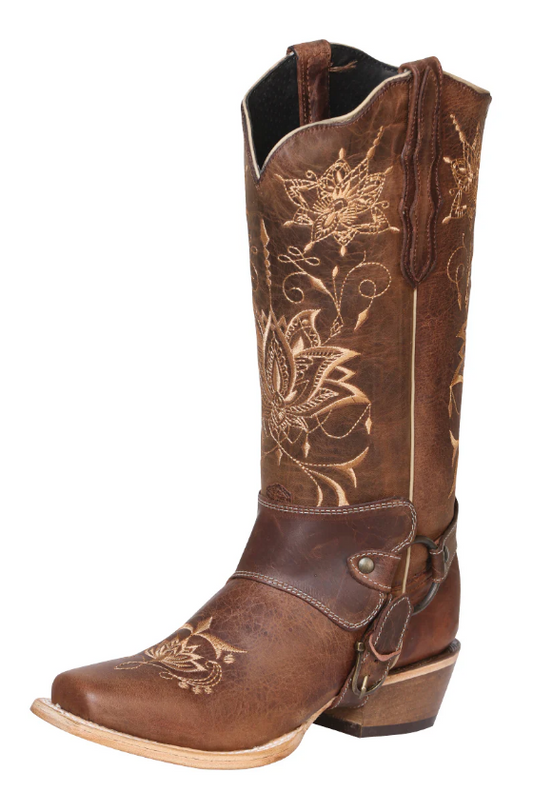 El General Women’s Leather Cowgirl Boots Rustic Shedron