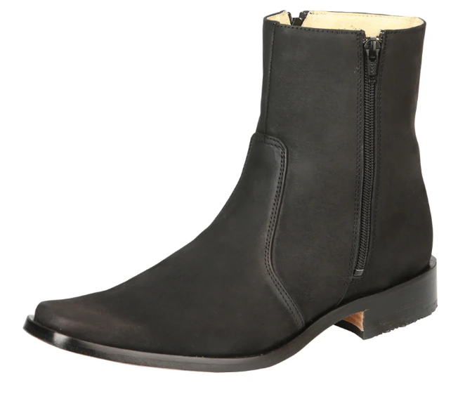 El Besserro Men's Leather Ankle Boot with Double Zipper