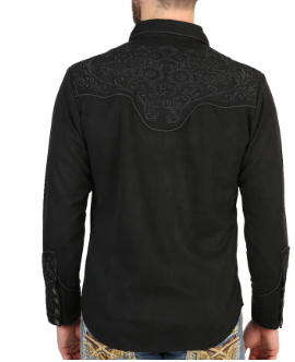 El General Men’s Suede Embroidered Snap Button Western Shirt