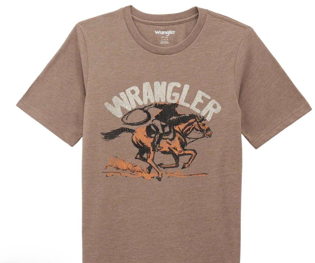 Wrangler Boys Short Sleeve Graphic T-Shirt Brindle Heather