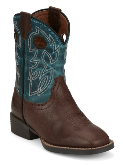 Justin Junior Walnut Brown Sapphire Blue Boy's Boots