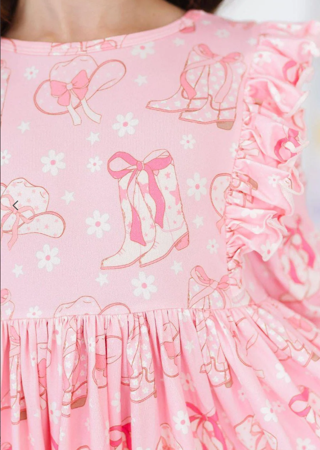 Mila & Rose Howdy 3/4 Sleeve Ruffle Twirl Dress