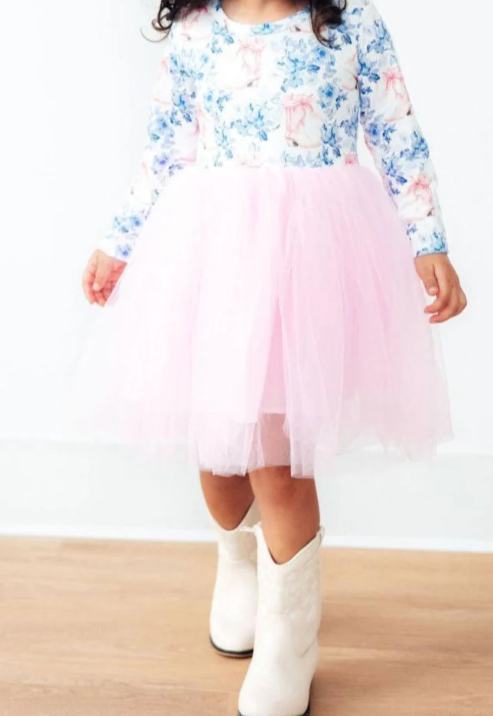 Mila & Rose Boots with the Bows L/S Tutu Dress