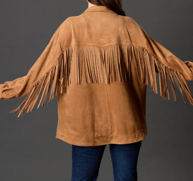 Before You Collectioon Faux Suede Fringe Jacket