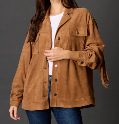 Before You Collectioon Faux Suede Fringe Jacket