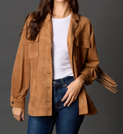 Before You Collectioon Faux Suede Fringe Jacket