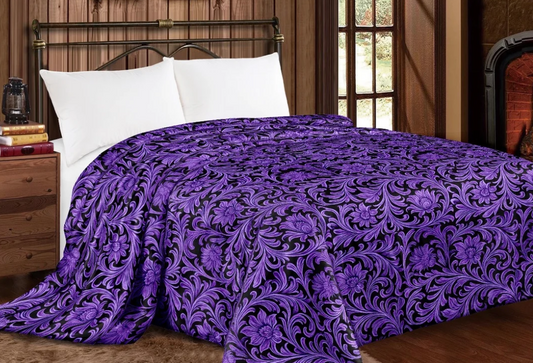 Western Linens Western Tooled Floral King Size Blanket