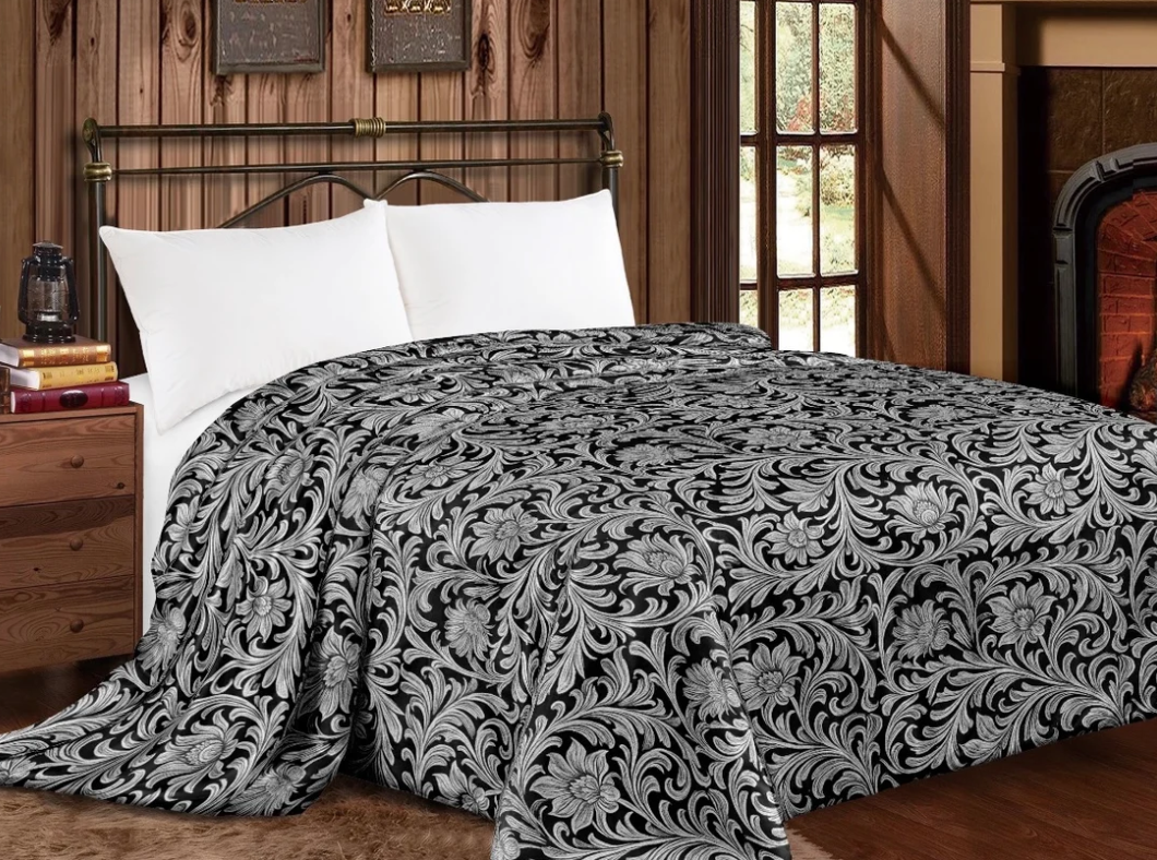 Western Linens Western Tooled Floral King Size Blanket