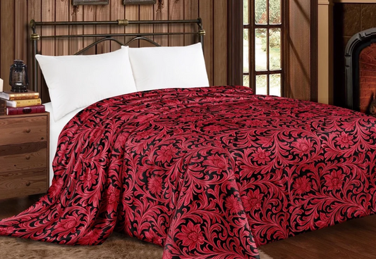 Western Linens Western Tooled Floral King Size Blanket