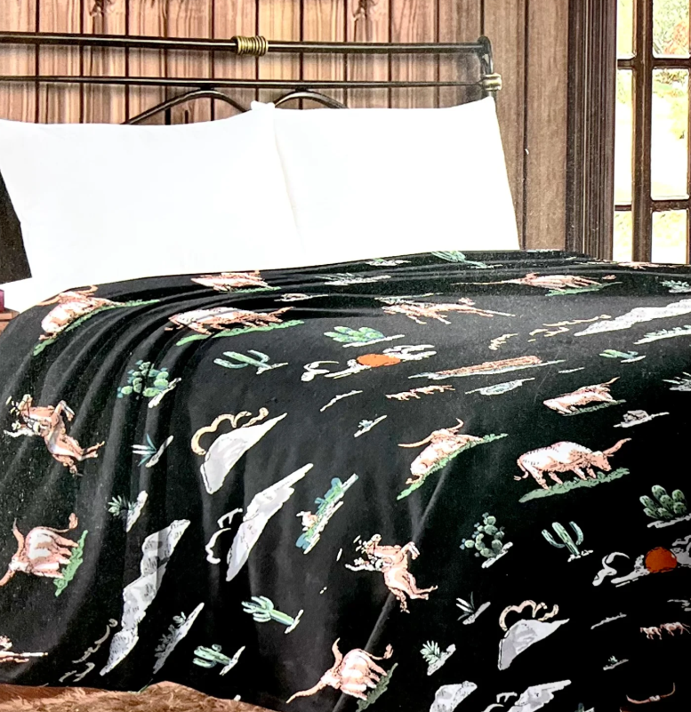 Western Linens Rodeo night Mia thin throw blanket