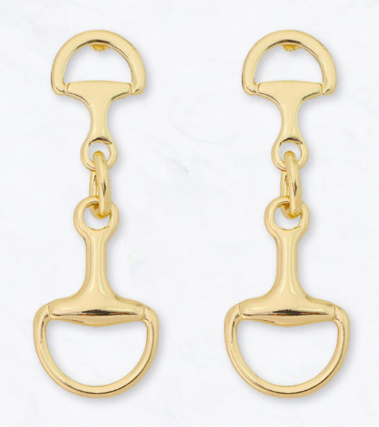 Western Gold Horse Bit Drop Earrings