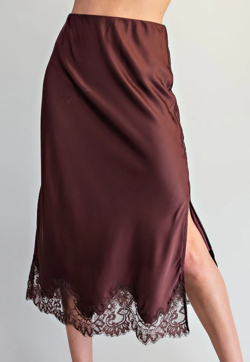 ee:some Scallop Lace Trim Midi Skirt