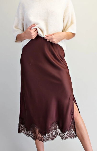 ee:some Scallop Lace Trim Midi Skirt