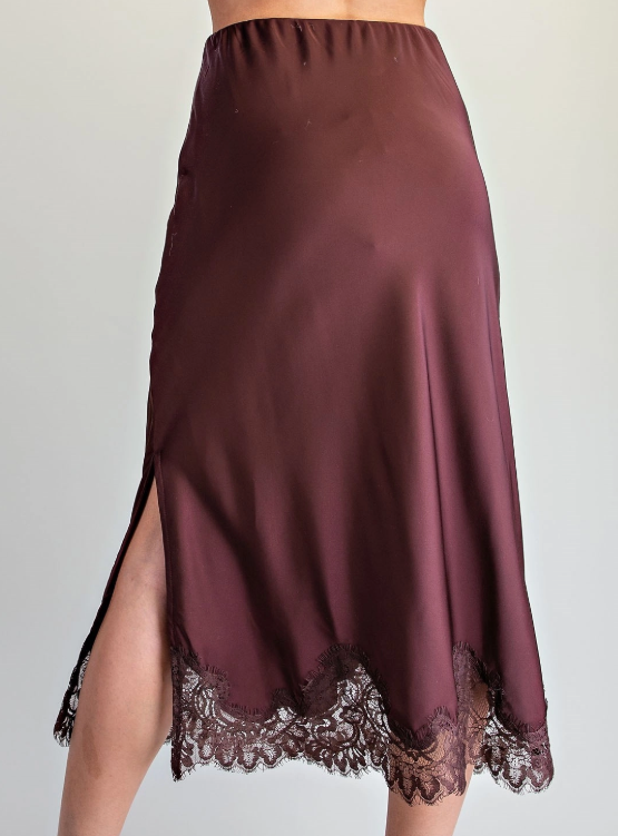 ee:some Scallop Lace Trim Midi Skirt