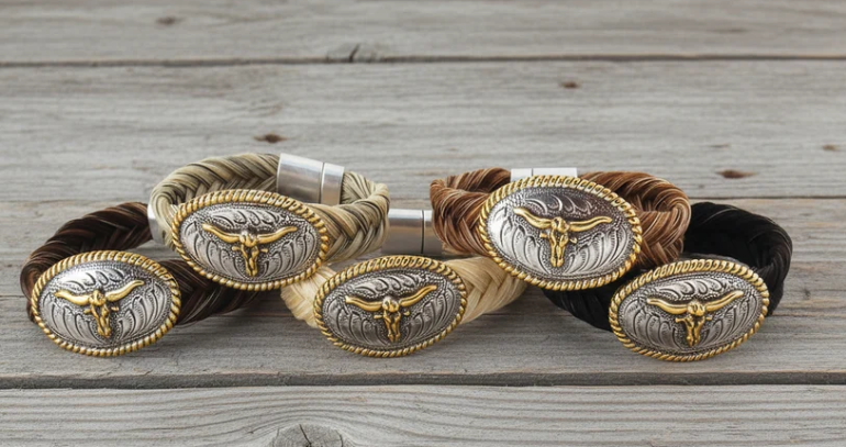 Cowboy Collectibles The Longhorn Adjustable Horsehair Bracelet