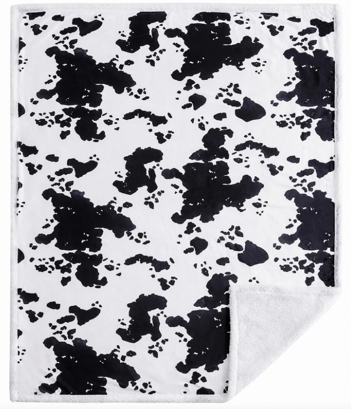 Indigo Hill Elsa Cowhide Campfire Sherpa Throw