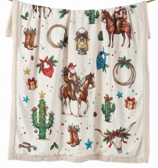 Indigo Hill Western Christmas Campfire Sherpa Throw