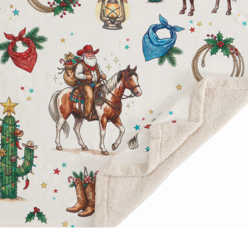 Indigo Hill Western Christmas Campfire Sherpa Throw