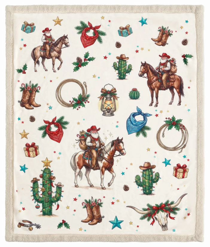 Indigo Hill Western Christmas Campfire Sherpa Throw