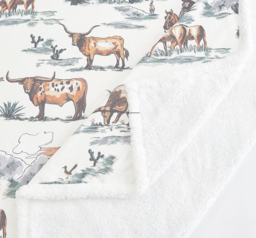 Indigo Hill Ranch Life Western Toile Campfire Sherpa Throw