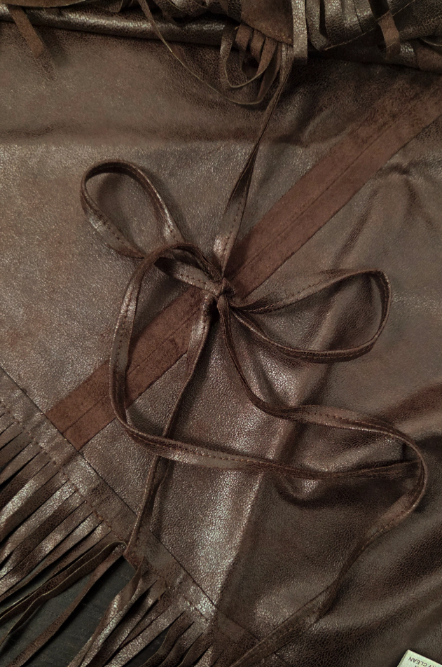 Stallion Faux Suede Cropped Flowy Fringe Poncho