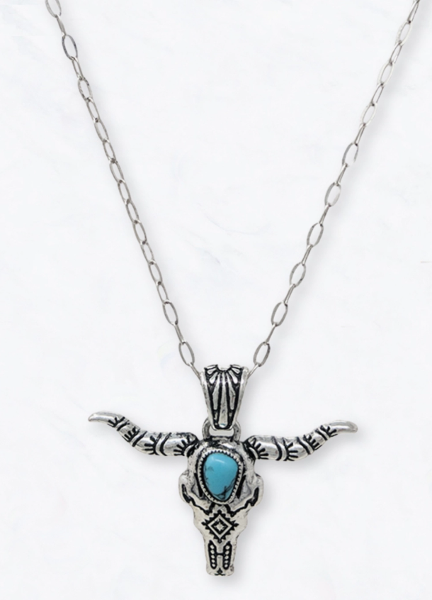 Aztec Turquoise Longhorn Necklace