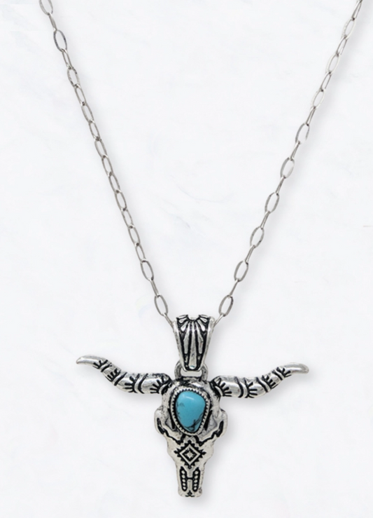 Aztec Turquoise Longhorn Necklace