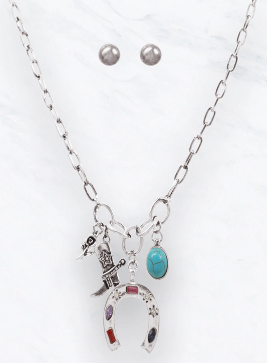 Western Charm Necklace & Stud Earrings Set