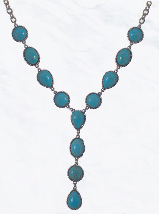 Western Cabochon Semi Stone Earrings & Necklace Set