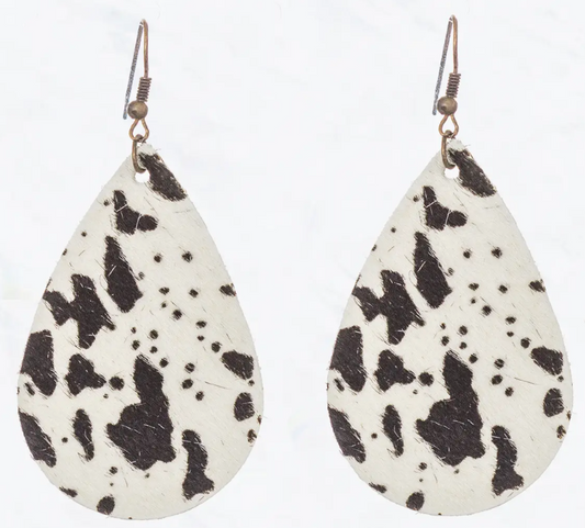 Animal Print Fur Leather Teardrop Earrings