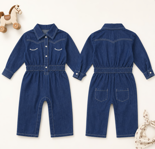 L'ovedbaby Kids' Western Denim Long-Sleeve Romper