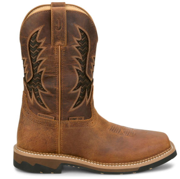 Justin Bolt Pecan Brown 11" Composite Toe Waterproof Men Work Boot