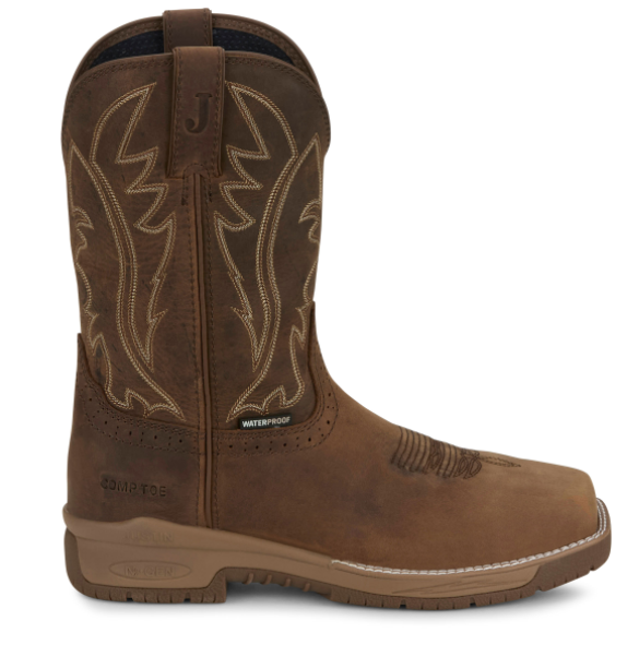 Justin Nitread Taupe 11" Men’s Square Toe Work Boots