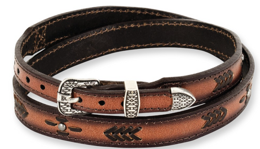 Red Dirt Hat Co Genuine Leather Hat Band Brown W/Studs and Stitching