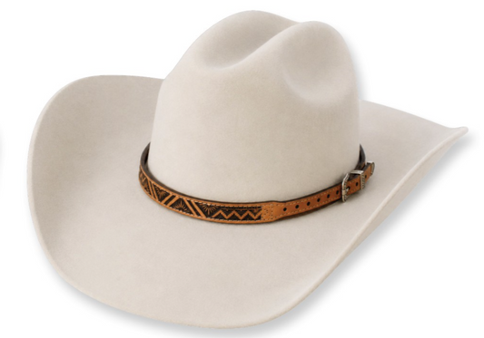 Red Dirt Hat Co Genuine Leather Hat Band Tan W/Geometric Agave
