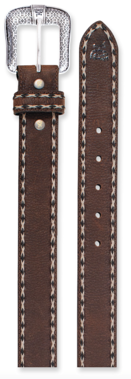 Red Dirt Hat Co Mens Genuine Leather Belt Brown W/Stitched Edge