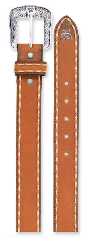 Red Dirt Hat Co Mens Genuine Leather Belt Tan W/Stitched Edge