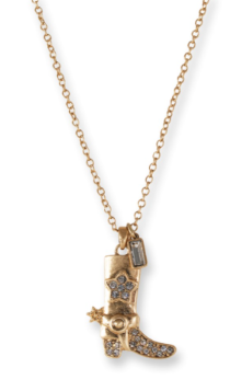 Justin Ladies Necklace Goldstone Boot W/Rhinestone
