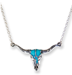 Justin Ladies Necklace Steer Skull W/Enamel