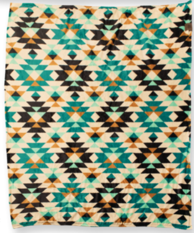 Red Dirt Hat Co Fleece Blanket Turquoise Aztec