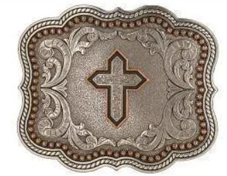 Nocona Rect Scalloped Copper Cross Buckle