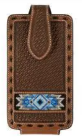 3D Cell Phone Case Basket Weave Embossed Buck Lace Brown