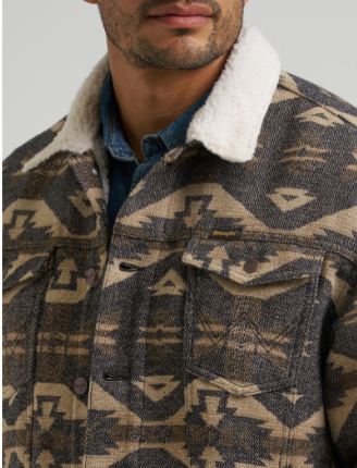 Wrangler Jacquard Jacket Sherpa Lined Elmwood