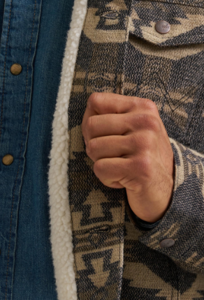 Wrangler Jacquard Jacket Sherpa Lined Elmwood