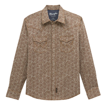 Wrangler Retro Premium Long Sleeve Snap Shirt Modern Fit Ecru