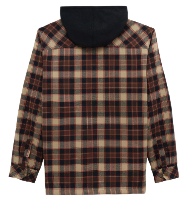 Wrangler Riggs Workwear Hooded Flannel Jacket Relaxed Fit Khaki Plaid