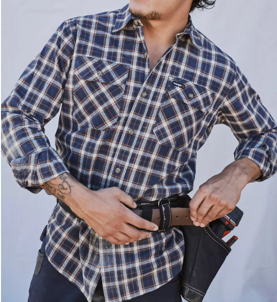 Wrangler Riggs Workwear Foreman Plaid Long Sleeve Work Shirt